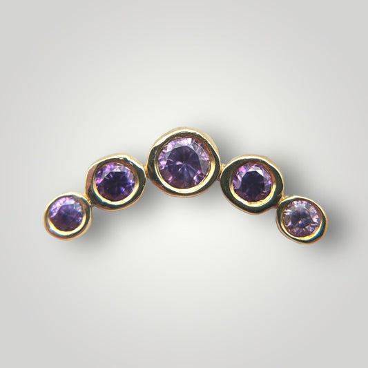 5 Bezel Cluster with Amethyst in 14kt Yellow Gold