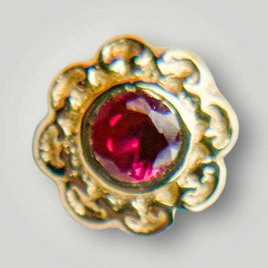 Ann with Red CZ in 14kt Yellow Gold