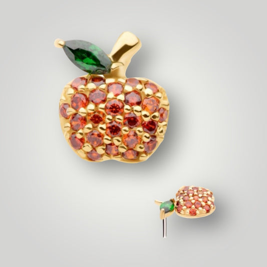 Apple with Green & Red CZ in 14kt Yellow Gold