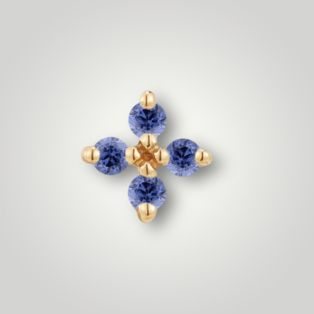 Crux with Grey Blue CZ in 14kt Yellow Gold