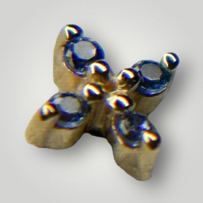 Crux with Grey Blue CZ in 14kt Yellow Gold