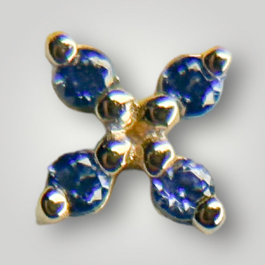 Crux with Grey Blue CZ in 14kt Yellow Gold