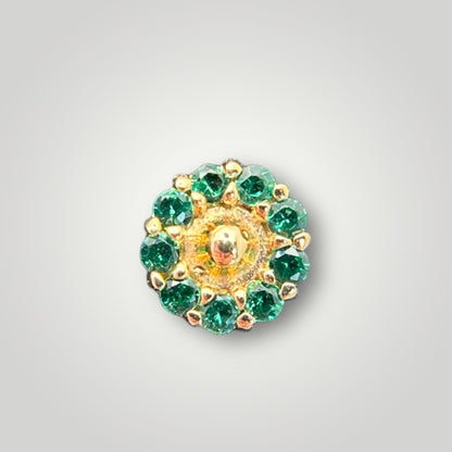 Daisy with Green CZ in 14kt Yellow Gold