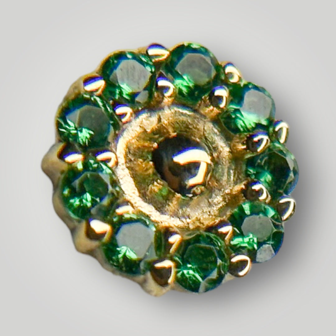 Daisy with Green CZ in 14kt Yellow Gold