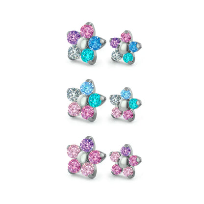 Flower Prong Gem Ends - Various Colors - Titanium