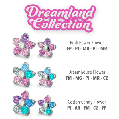 Flower Prong Gem Ends - Various Colors - Titanium