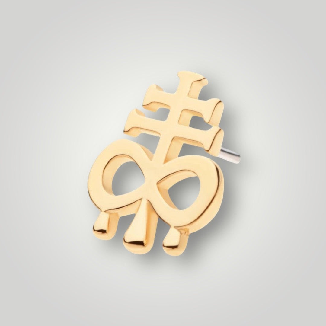 Dripping Leviathan Cross in 14kt Yellow Gold