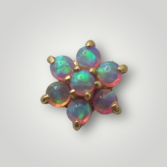 Flower with Pink Opal in 14kt Yellow Gold