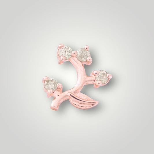 Frond with Cubic Zirconia in 14kt Rose Gold