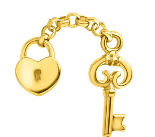 Gold Lock and Key dangle threadless