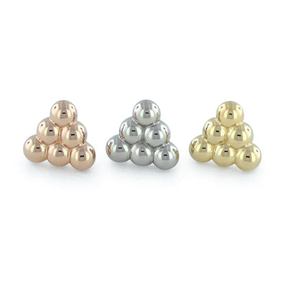 18k gold bead cluster threadless-tri, 3 beads, 4 beads, 6 beads threadless