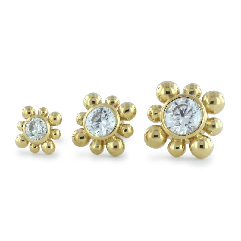 Areo CZ gem beads 18k threadless