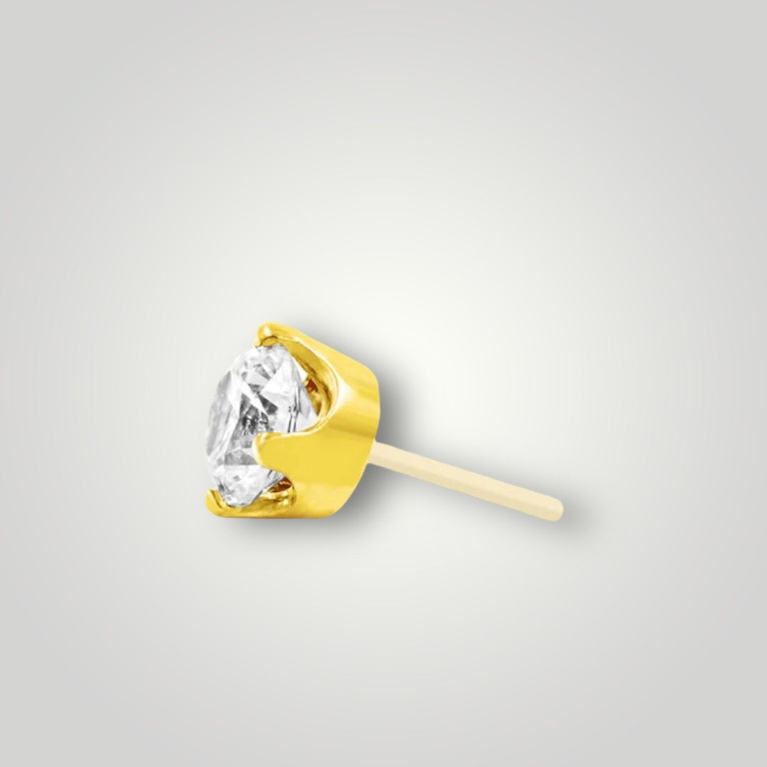 High Profile Prong with Cubic Zirconia in 14kt Yellow Gold