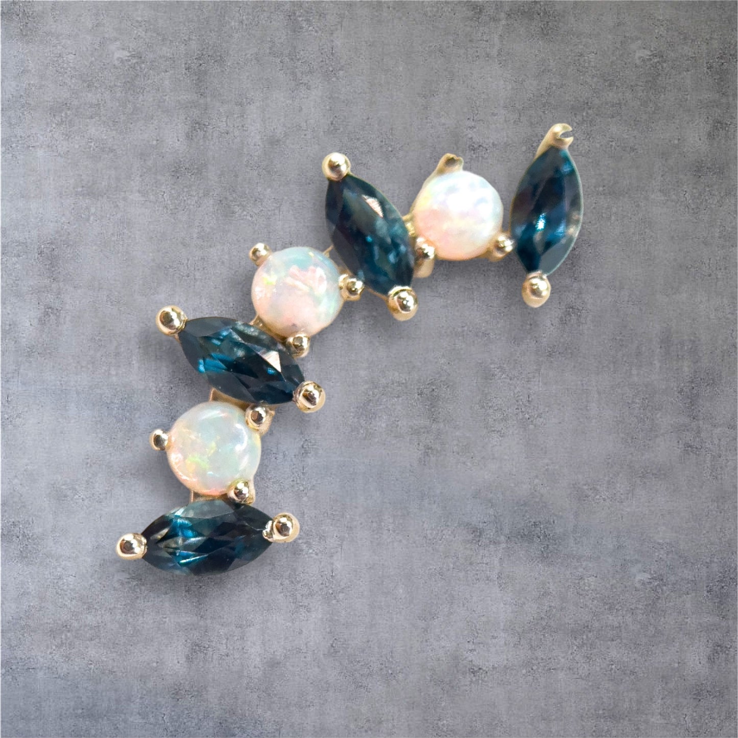 Sara Marquise fan London Blue and round Opals