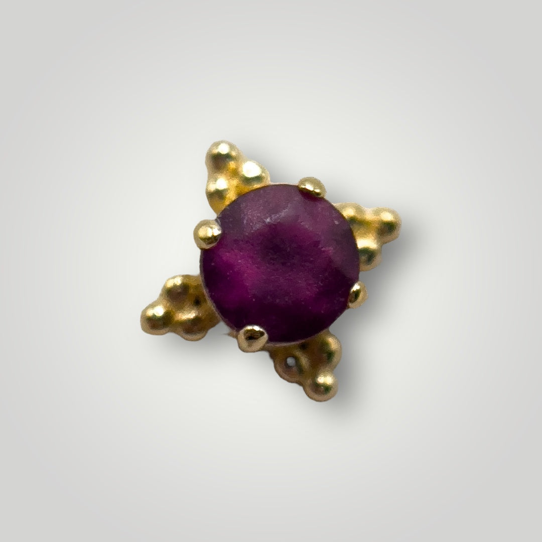 Zia sanded rhodolite yellow gold Threadless end