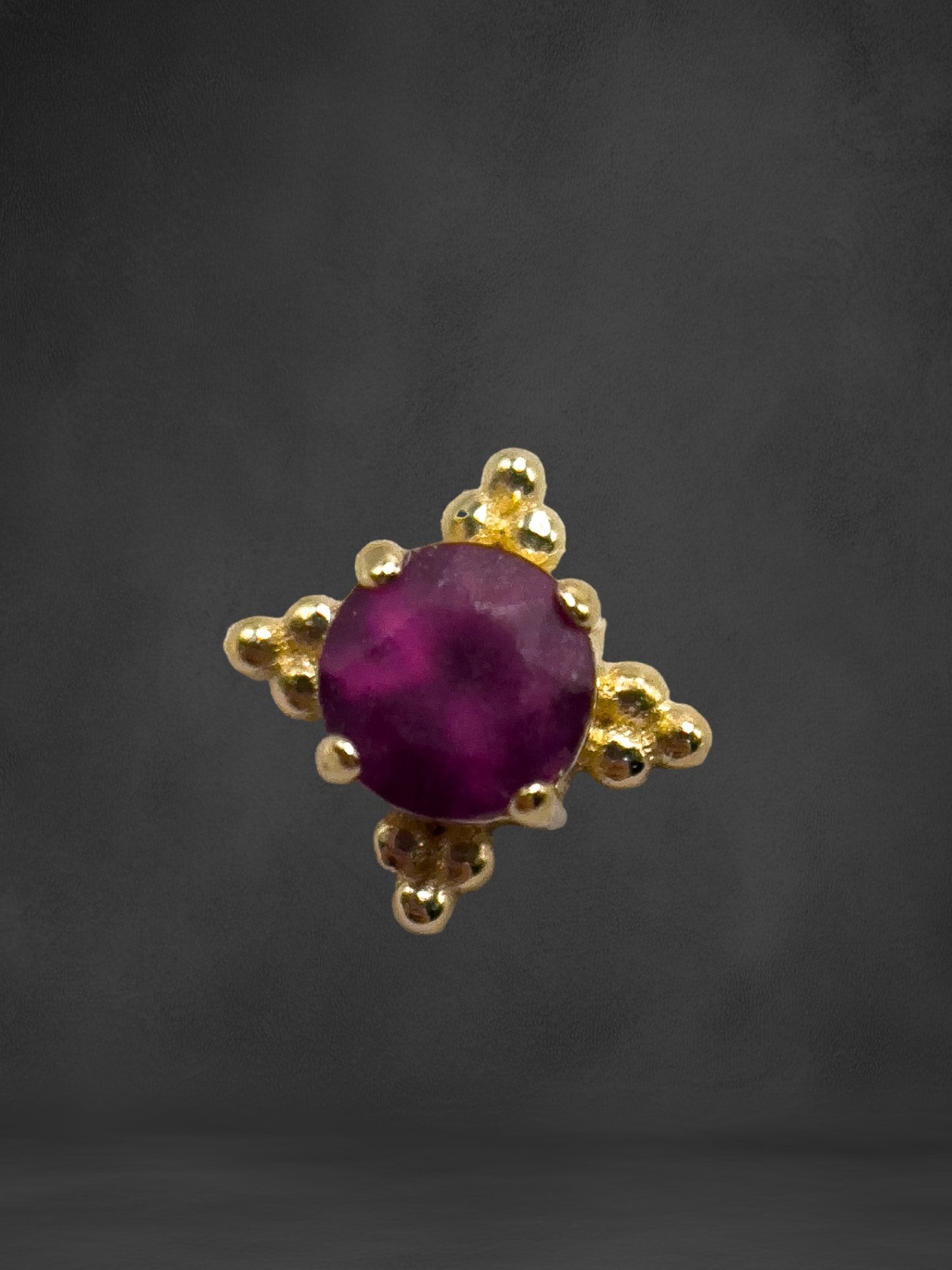 Zia sanded rhodolite yellow gold Threadless end