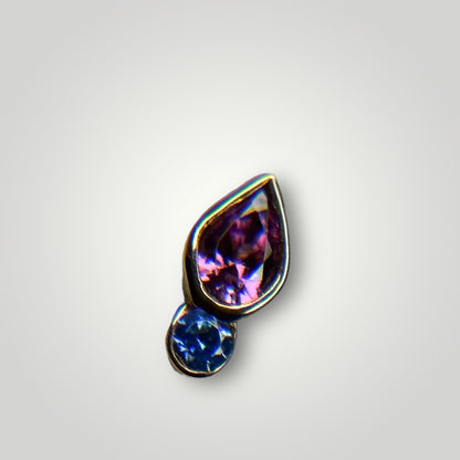 Icon with Blue Zircon & Amethyst in 18kt Rose Gold