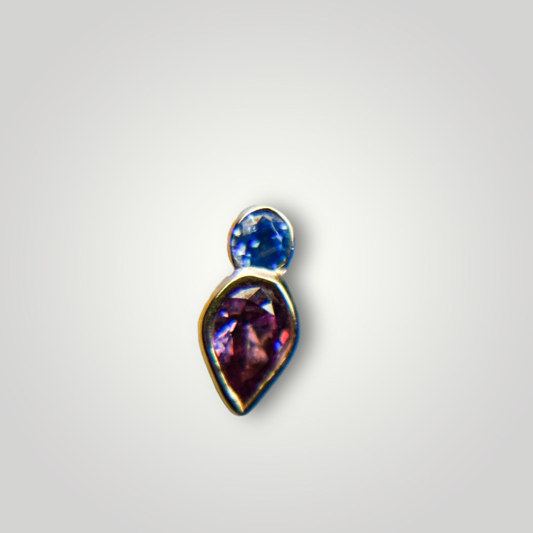 Icon with Blue Zircon & Amethyst in 18kt Rose Gold