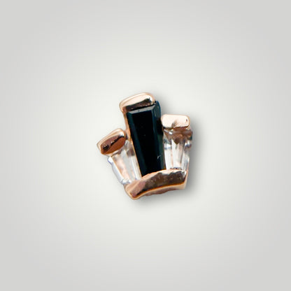 Kich with White & Black CZ in 14kt Rose Gold