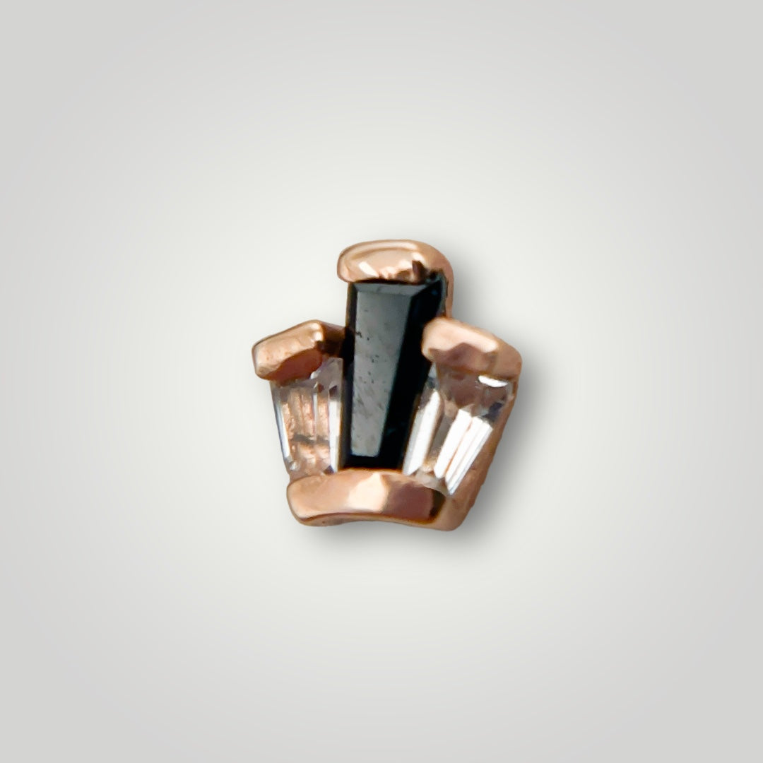 Kich with White & Black CZ in 14kt Rose Gold