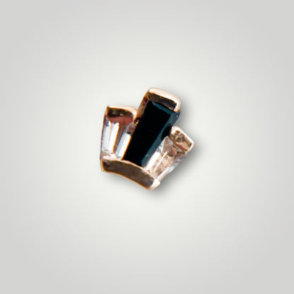 Kich with White & Black CZ in 14kt Rose Gold