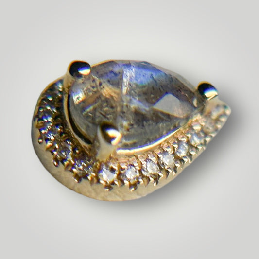 Labradorite Pear with  Diamond Halo in 14kt Yellow Gold