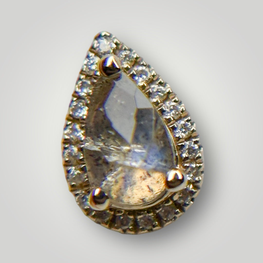 Labradorite Pear with  Diamond Halo in 14kt Yellow Gold