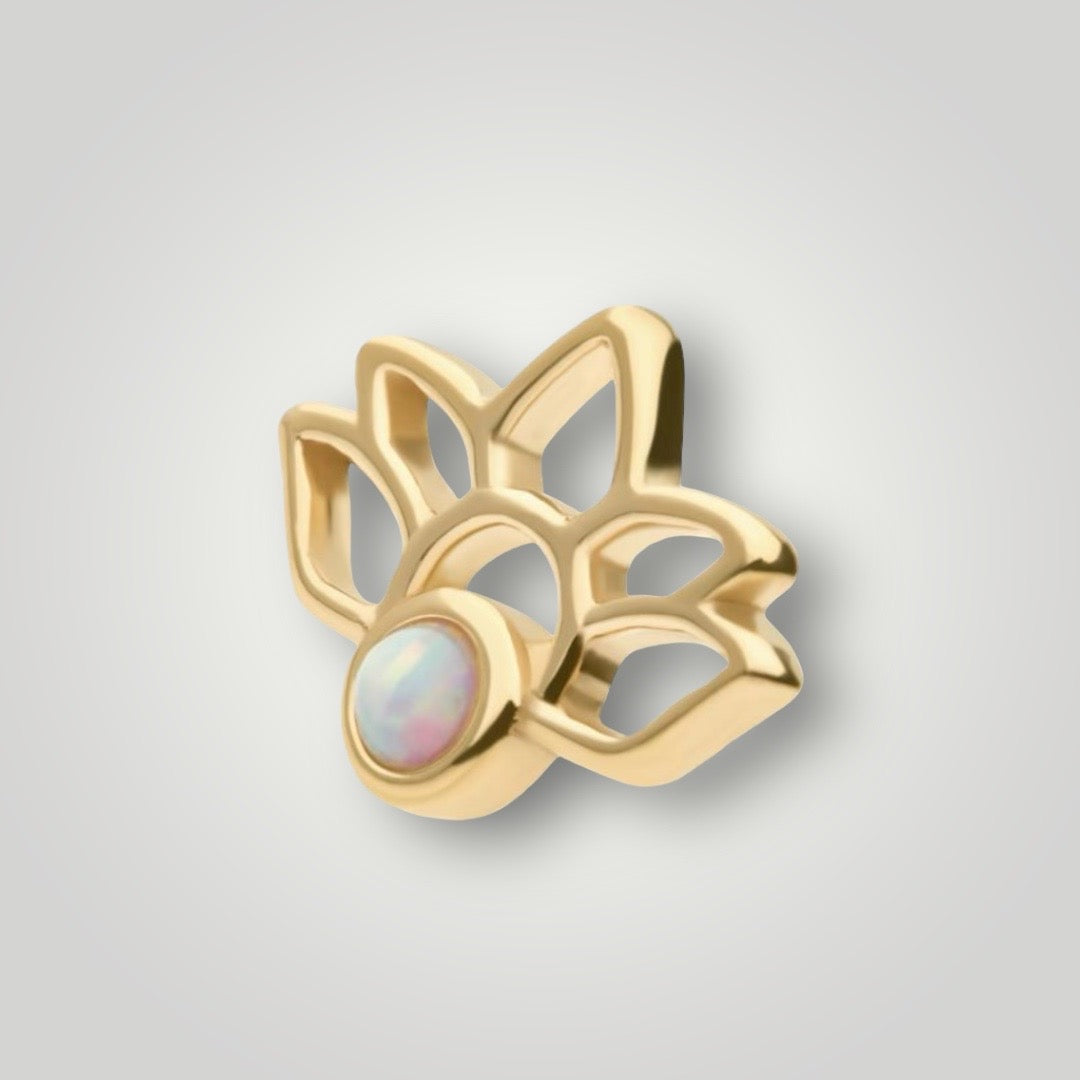 Lotus with Faux White Opal in 14kt Yellow Gold