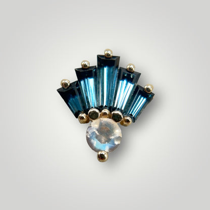 Love Drunk with London Blue Topaz & Rainbow Moonstone in 14kt Yellow Gold (Threaded)