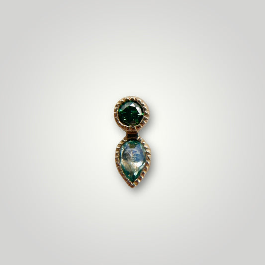 Medal with Emerald & Aqua CZ in 14kt Yellow Gold