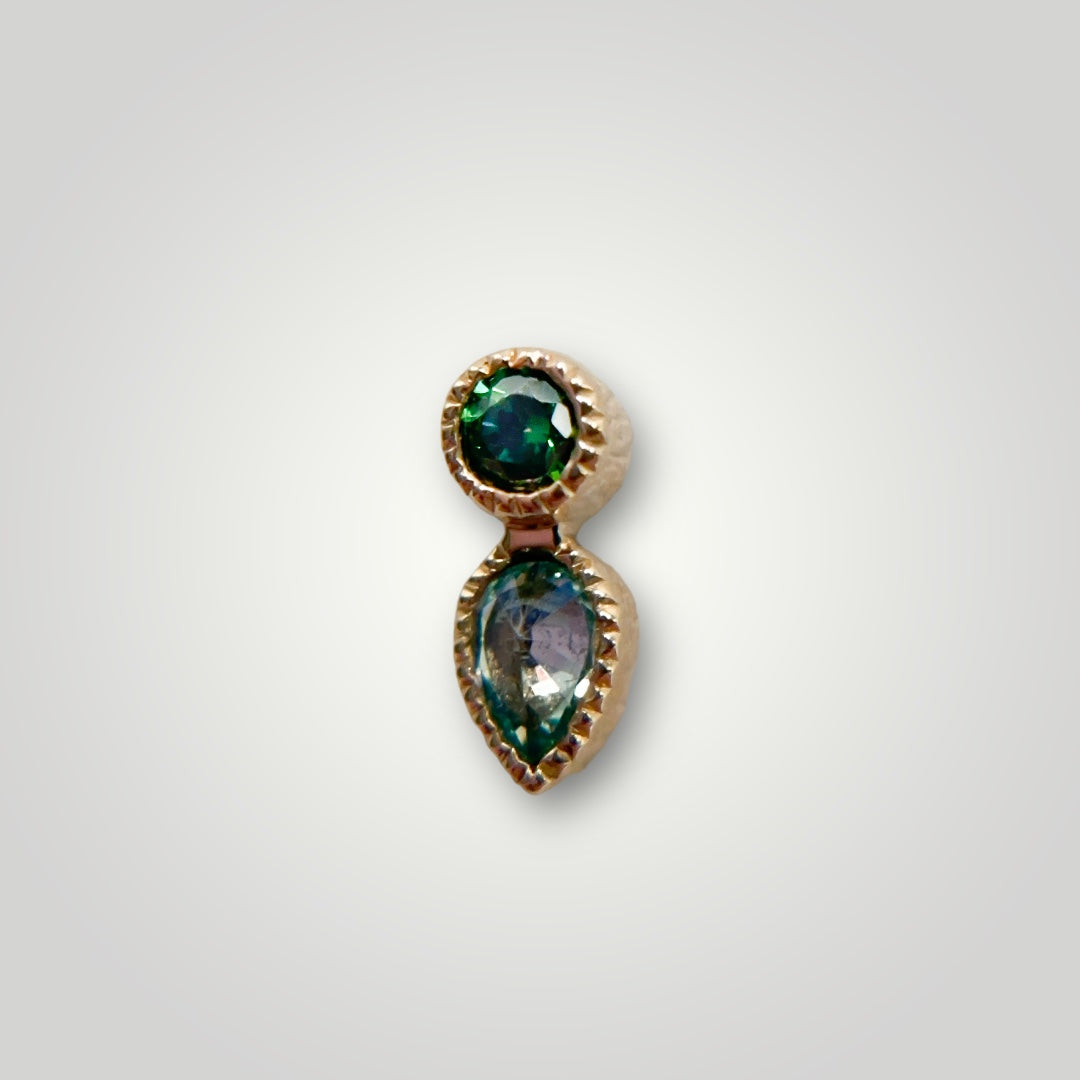 Medal with Emerald & Aqua CZ in 14kt Yellow Gold