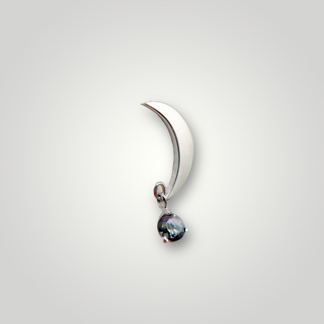 Moon Dangle with Mystic Topaz in 14kt White Gold