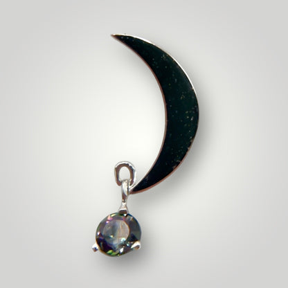 Moon Dangle with Mystic Topaz in 14kt White Gold