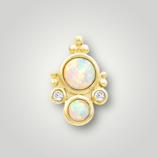 Nevada with Faux White Opal & CZ in 14kt Yellow Gold