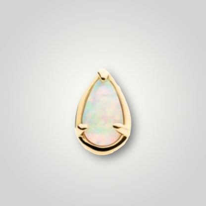 Pear Prong with Faux White Opal in 14kt Yellow Gold