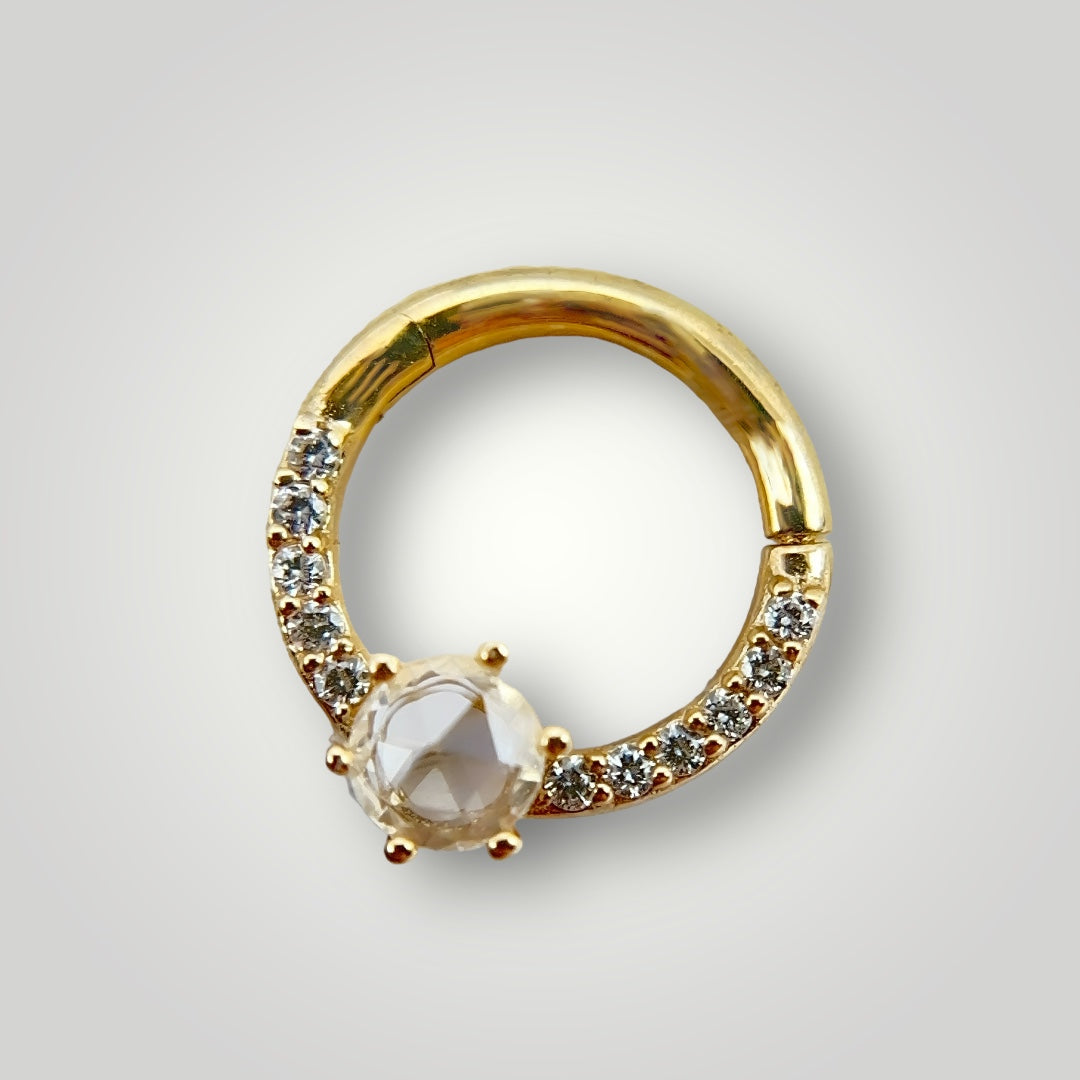 Tinsley clicker white sapphire and cz gold