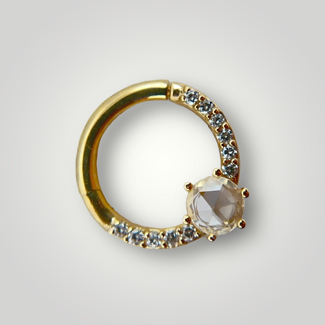 Tinsley clicker white sapphire and cz gold