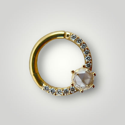 Tinsley clicker white sapphire and cz gold