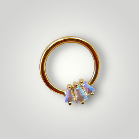 Gemma Trios Mercury Topaz Gold seam ring