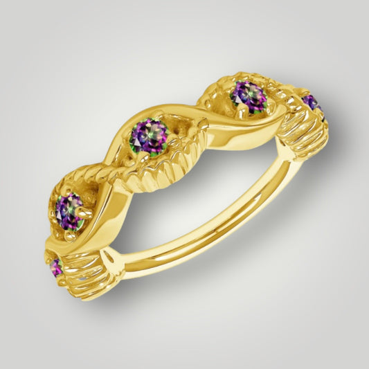 Estella with rainbow topaz Yellow Gold Seam ring