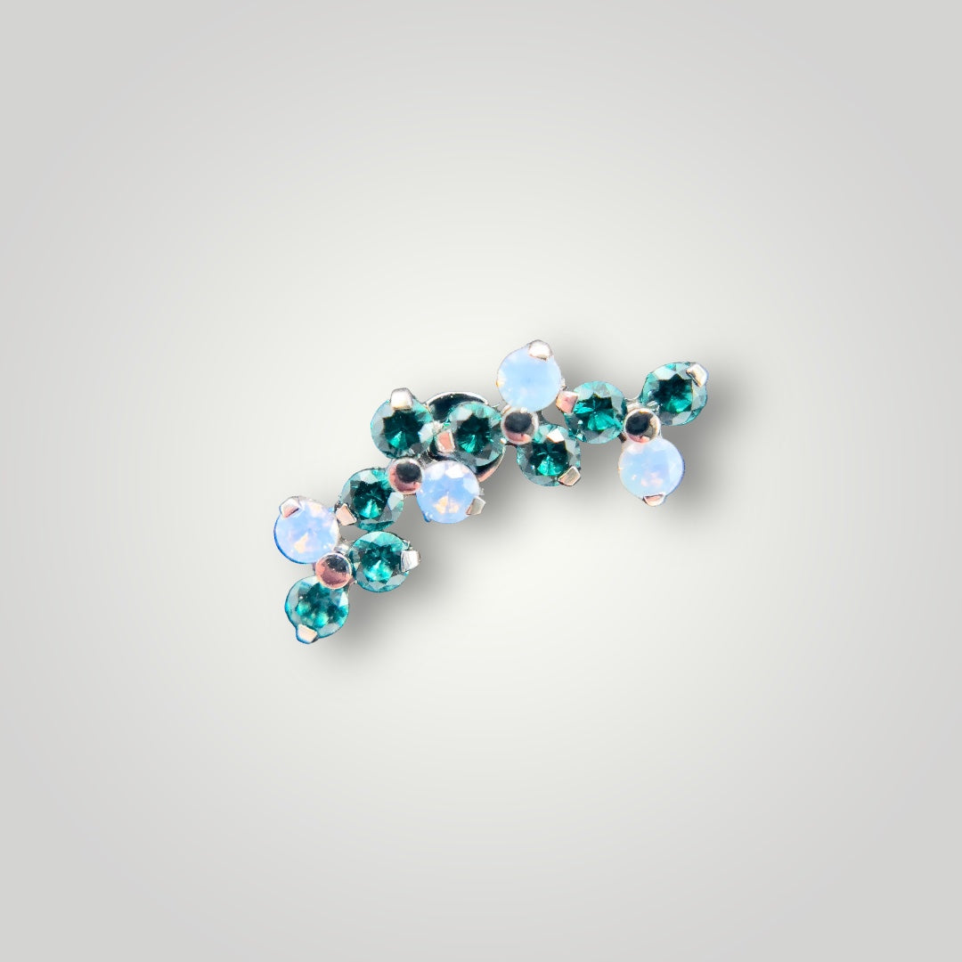 Laurel Fan, multi gem cluster, Titanium Threadless