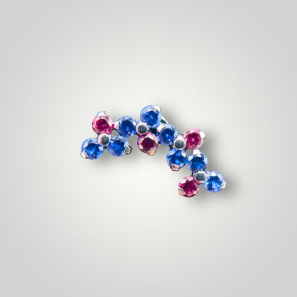 Laurel Fan, multi gem cluster, Titanium Threadless