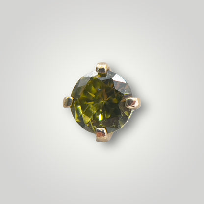 Prong round gem CZ in 14kt gold 4mm