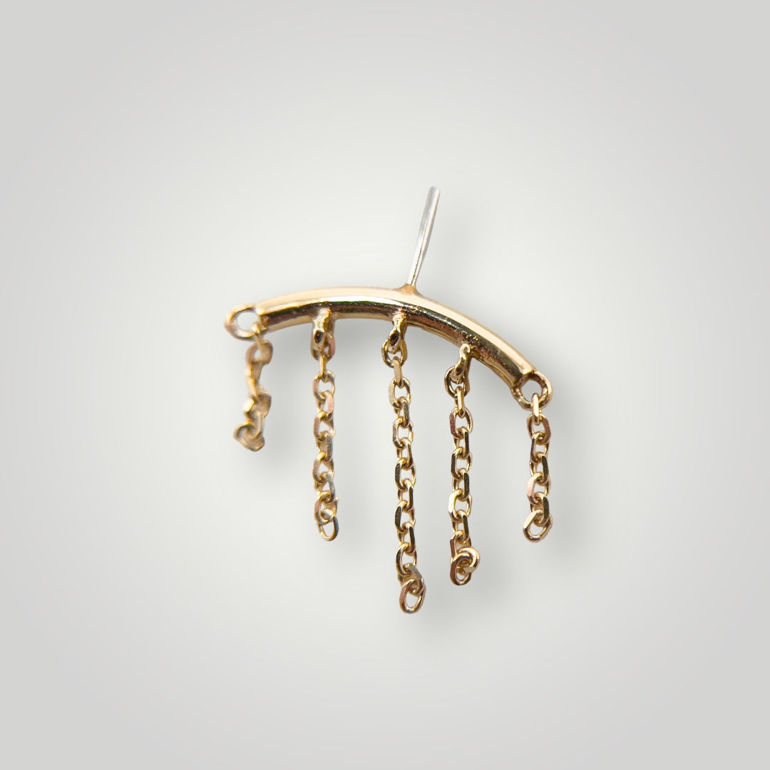 hidden bead with 5 chains- gold threadless