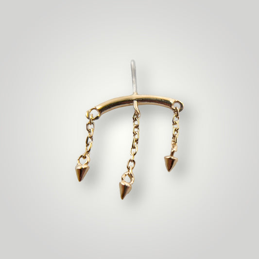 hidden bead with chains and pendulum ends- gold threadless