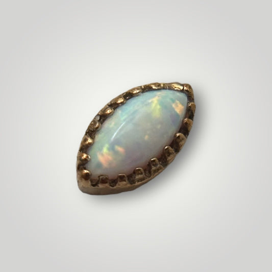 Scallop Marquis with White Opal in 14kt Yellow Gold