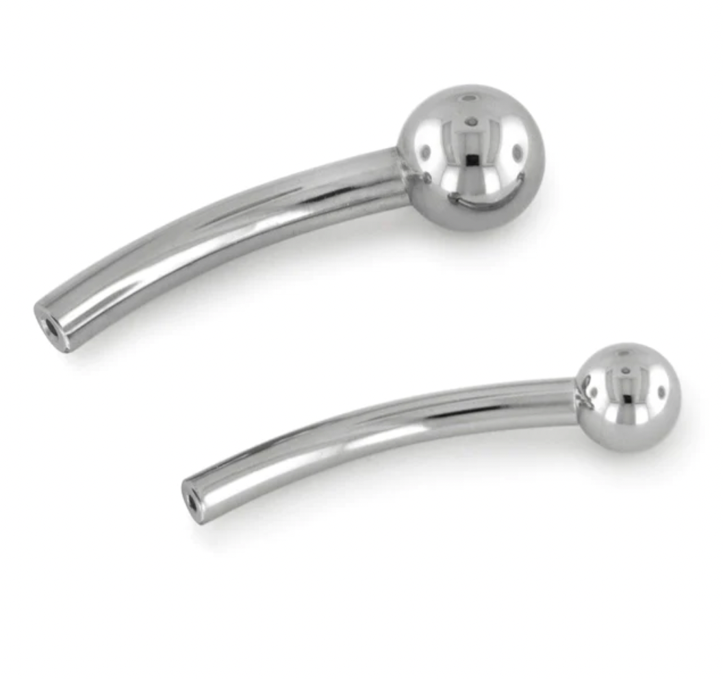 Threadless Curved Barbell w/  one Ball - Titanium