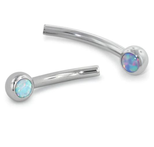 Threadless Curved Gem Bar - Titanium