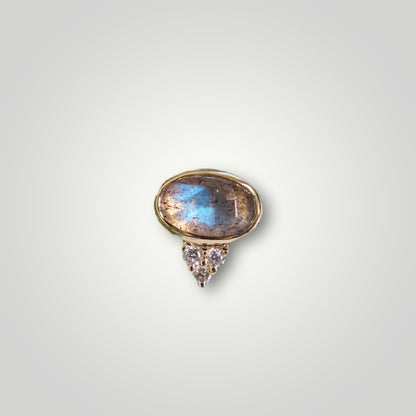 LAST ONE MADE: Skye Oval with Rose Cut Labradorite & Diamonds in 18kt Yellow Gold