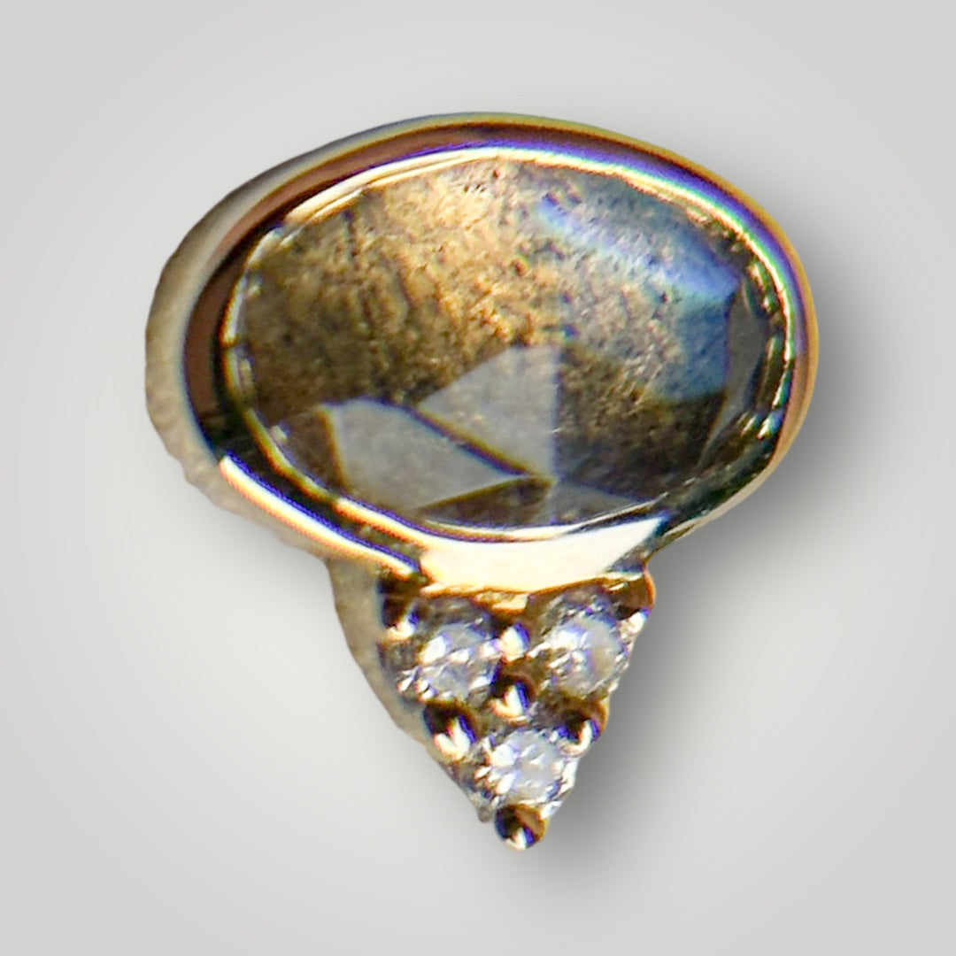 LAST ONE MADE: Skye Oval with Rose Cut Labradorite & Diamonds in 18kt Yellow Gold